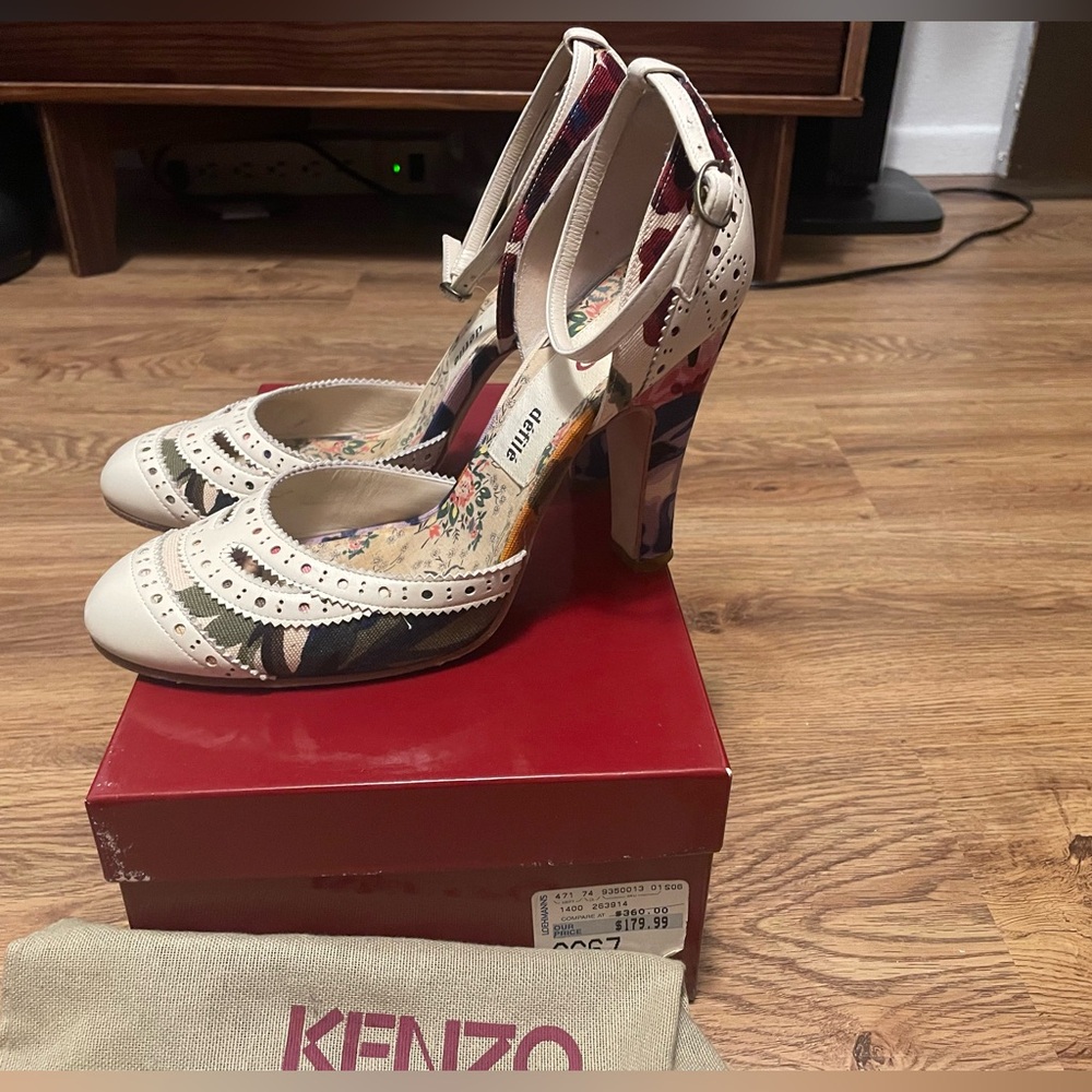 Kenzo Leather Colorblock Pattern D'Orsay Pumps Size 9.5 (Euro 39.5)